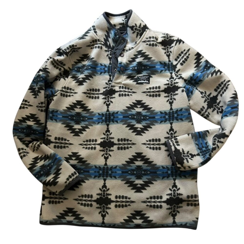 Massive Outdoor Fleece Jacket Men's Sz L Aztec Pullover Tribal Western Country